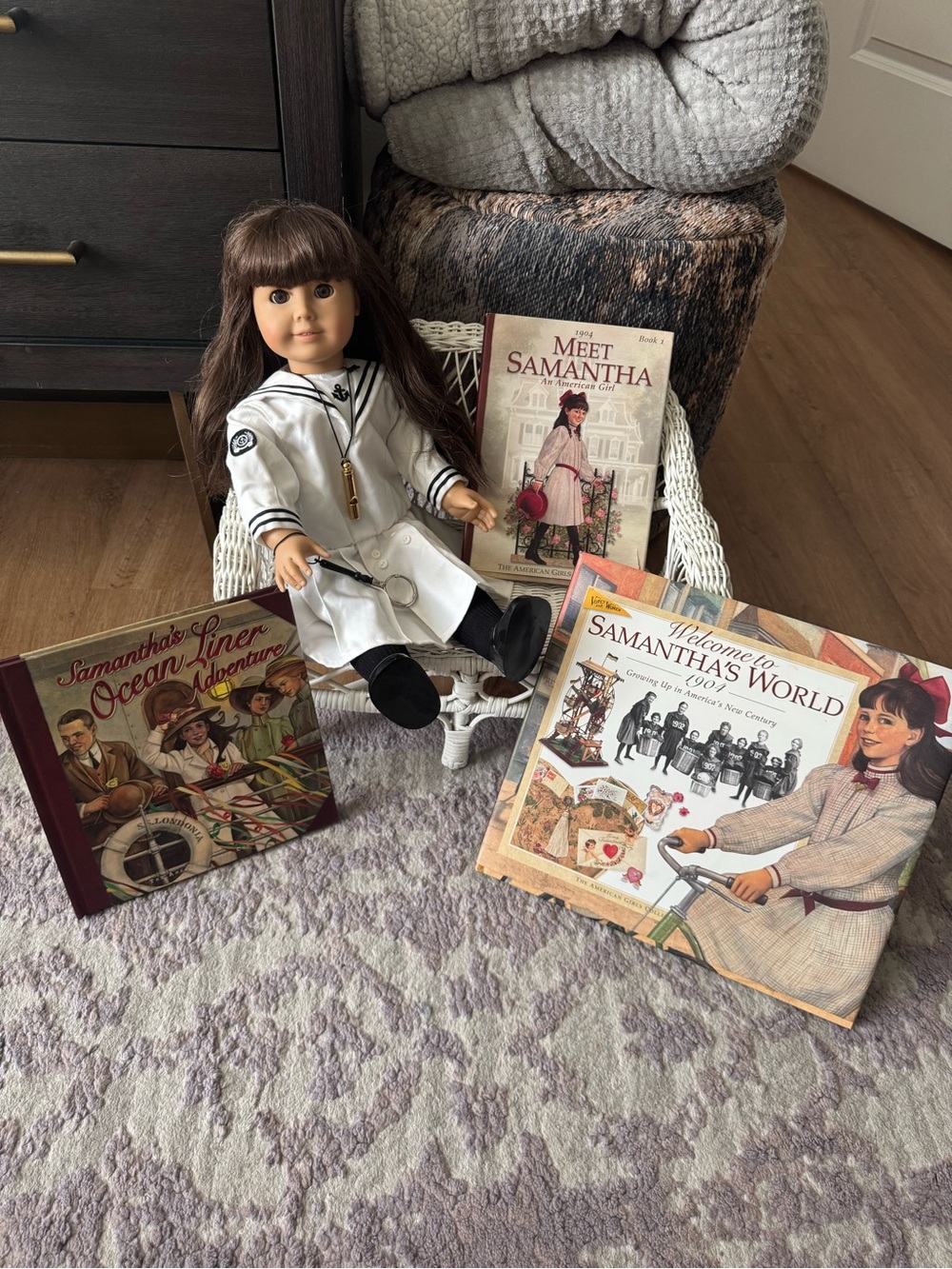 American Girl Doll Samantha Parkington with Retired Sailor Outfit and 3 books